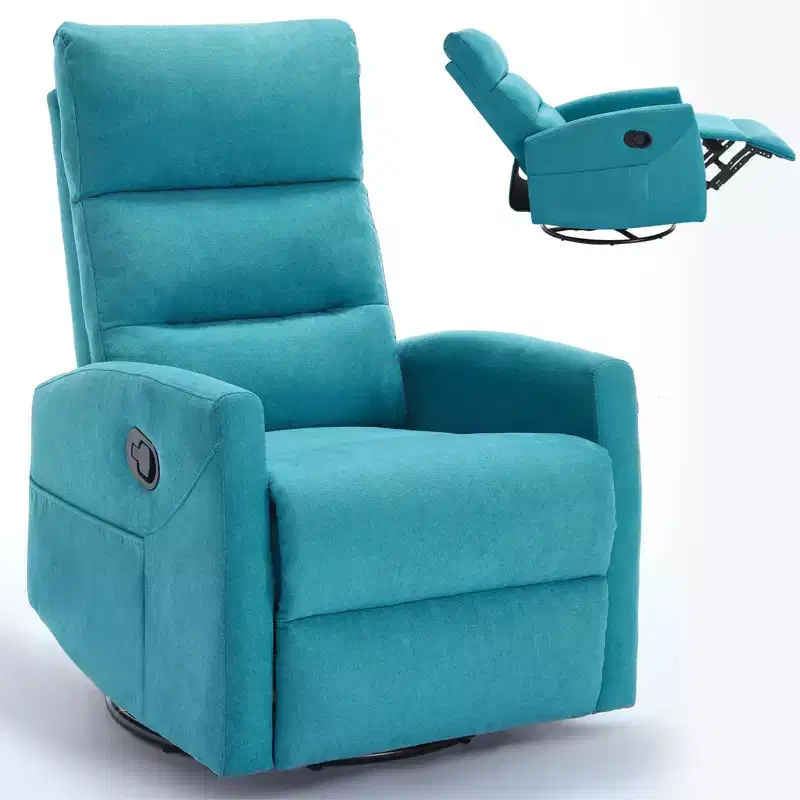 360 Swivel Rocking Recliner Chair, Upholstered Fabric Accent Chair