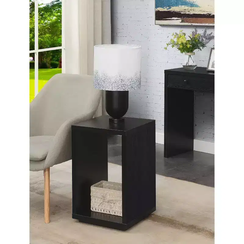 Minimalist End Table with Spacious Top and Lower Shelf, Sleek Design and Durable Woodgrain Finish for Home Decor