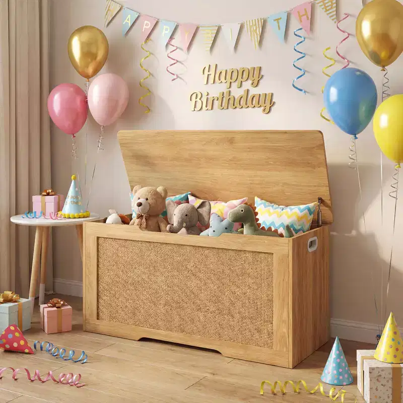 Costway Kids Storage Bench, 40 Toy Box with Flip Top, 2 Metal Hinges and Side Handles