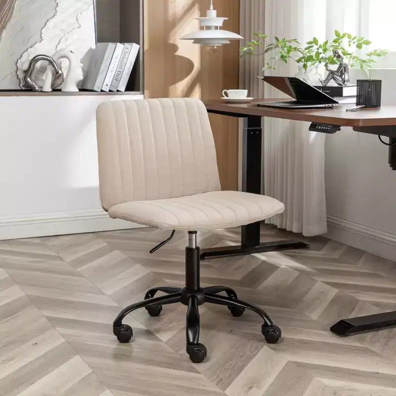 Okak Stylish Armless Office Chair, Ergonomic Desk Chair with Adjustable Height and Wheels, 360 Swivel Chair for Home, Office