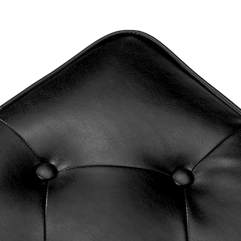 Black / Coffee Mid-Century Button-Tufted PU Leather Ottoman