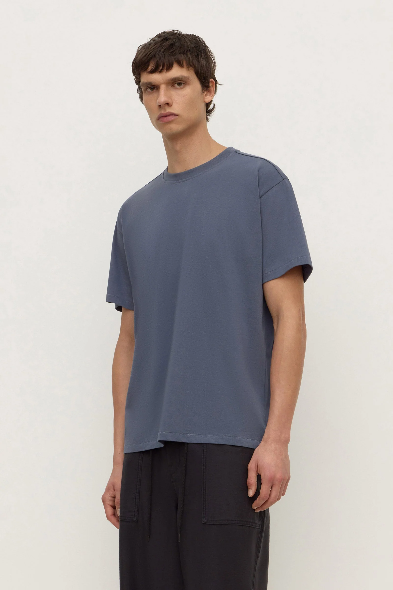 Blue Slate Cropped Cotton Tee