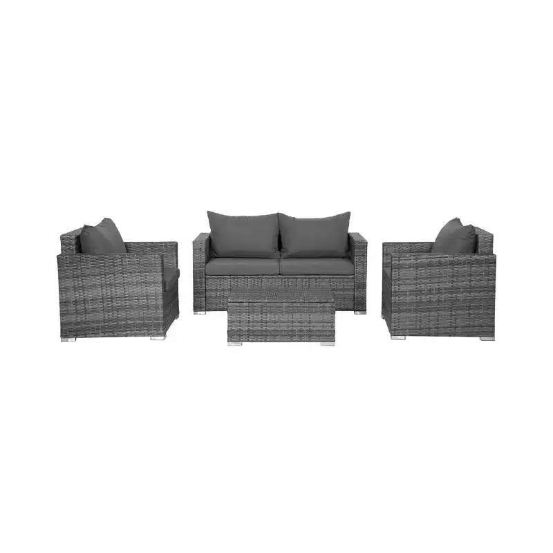 WestinTrends 4-Piece Modern Patio Conversation Sofa Set with Cushions, Gray/Gray