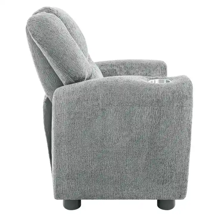 Kids Push Back Recliner Chair with Footrest and Cup Holders