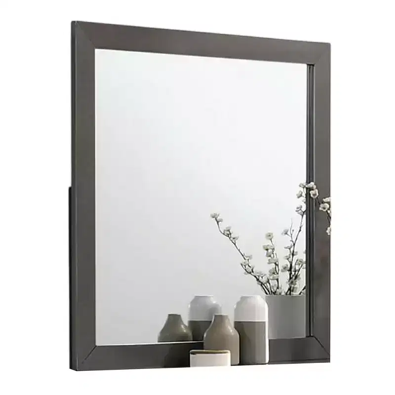 Royal Hampton Dresser Mirror, Modern Metallic Gray Solid Wood Frame, 38 Inch