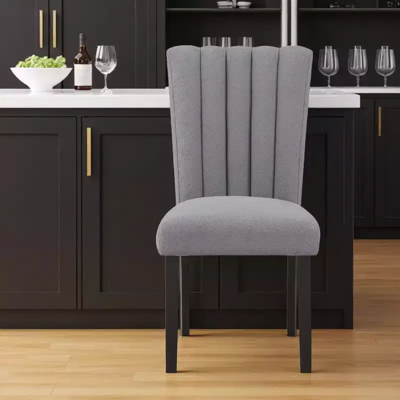 HomeRoots 26 Gray and Black Wood and Fabric Counter Height Bar Chair