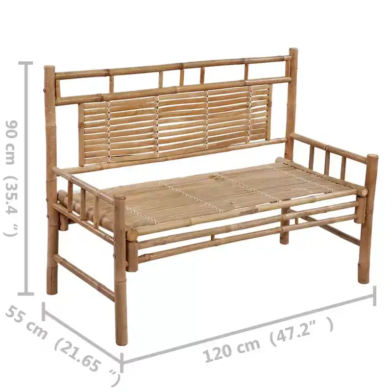 Garden Bench Natural Bamboo Bamboo, 100% Polyester Medium