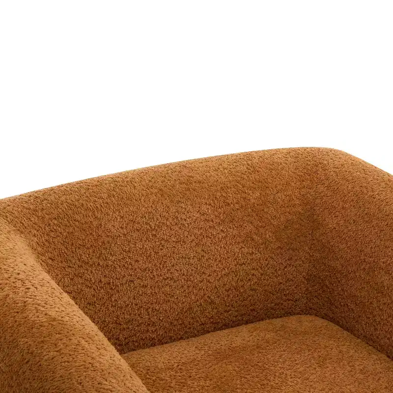 Birch Wood Boucle Upholstered Club Chair