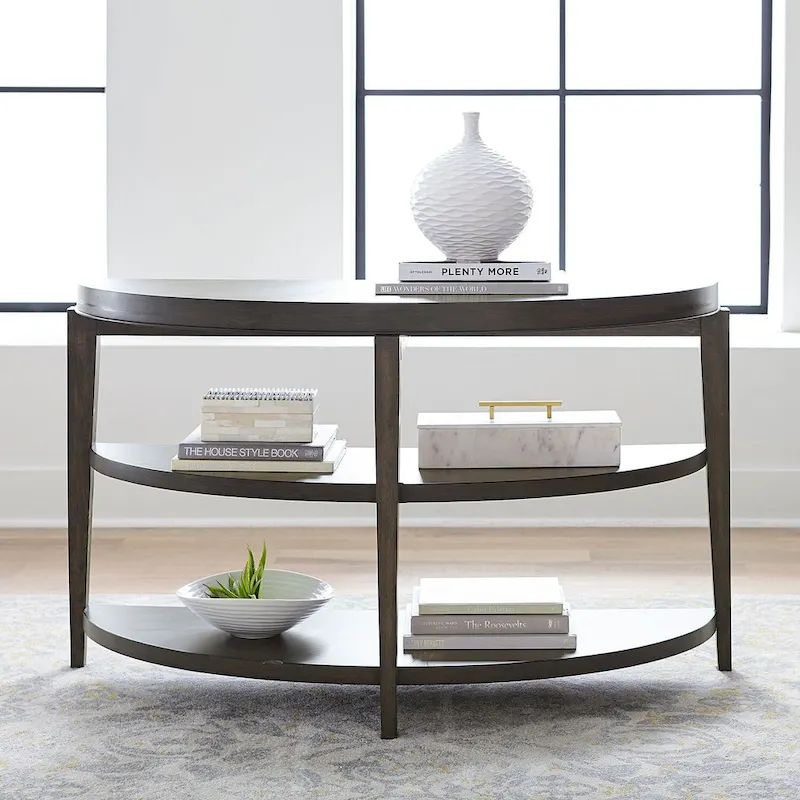 Penton Espresso Stone Sofa Table