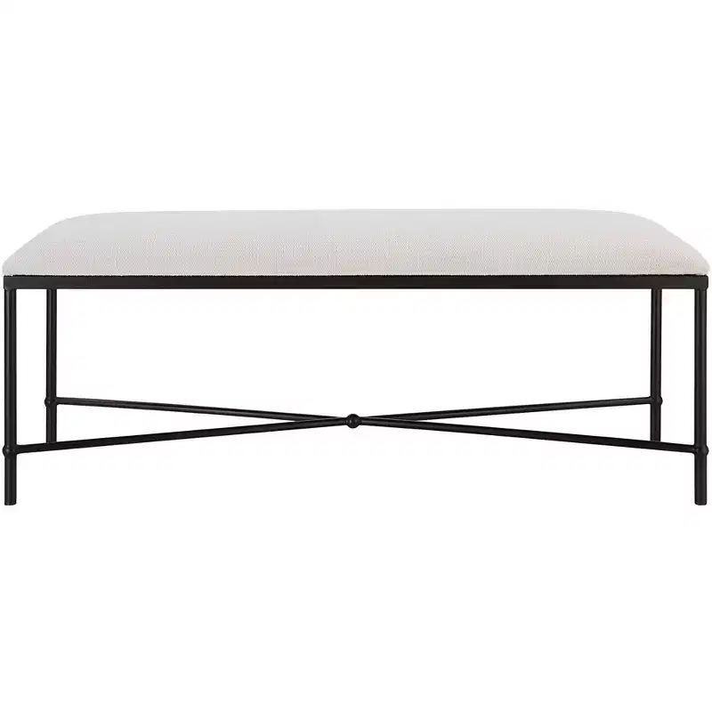 Uttermost Avenham 50 1/2 Wide White Fabric Accent Bench