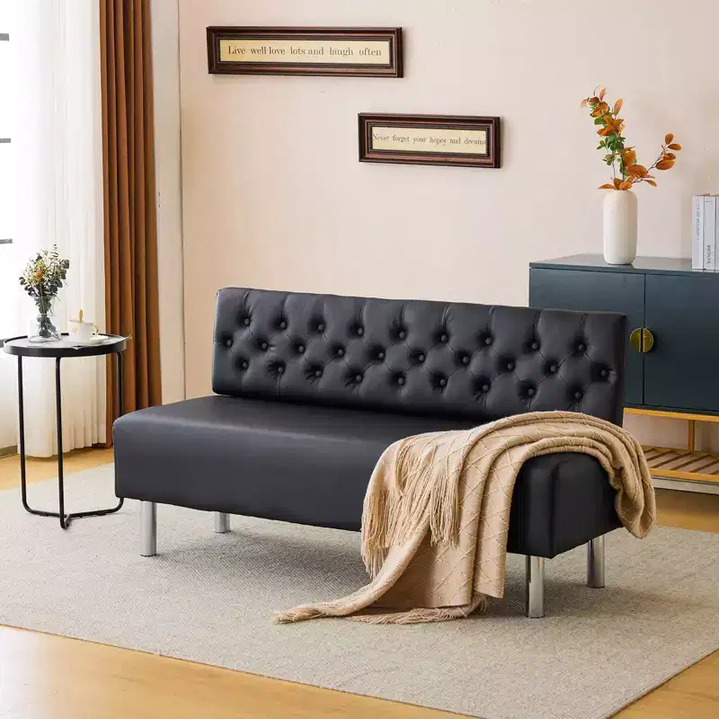 Karl Home 58.6 in. Upholstered Waiting Room Reception Bench Chair with Button Tufted Backrest