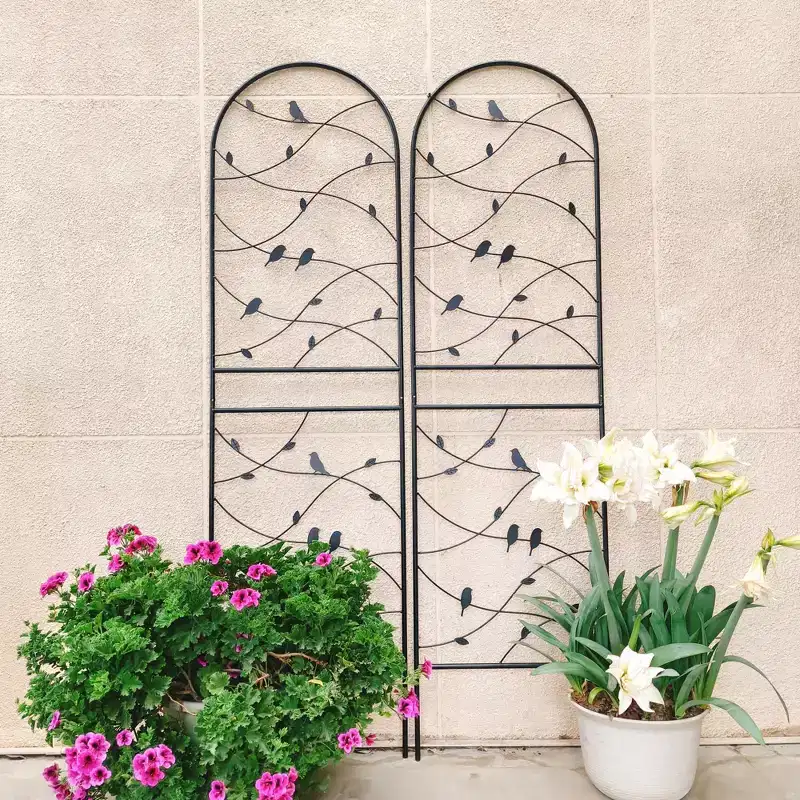 Metal Garden Trellis 71 x 19.7 Inch Rustproof Climbing Plants Support Black Outdoor Flower
