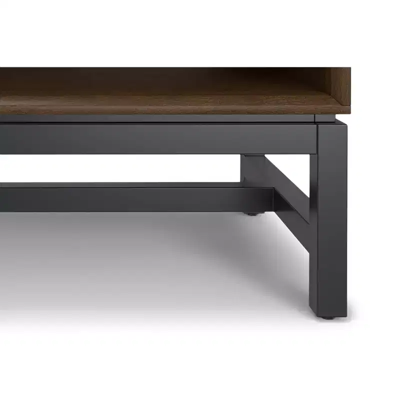 Devlin SOLID HARDWOOD 20 inch Wide Industrial Mid Century Nightstand in Walnut Brown