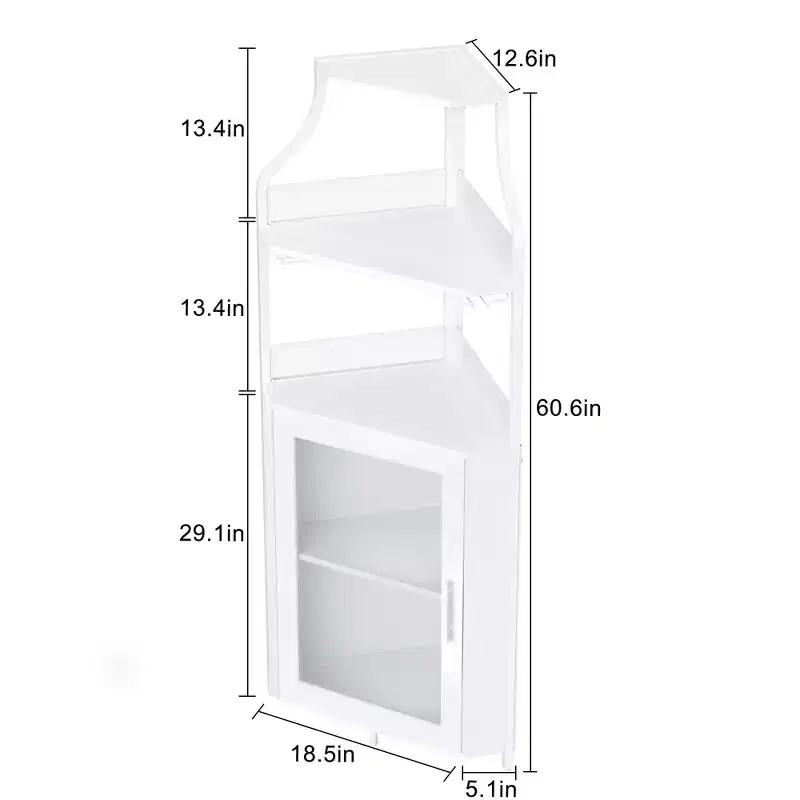 29 White Corner Wine Cabinet for Small Spaces, Holds 50+ Bottles & Glassware, MDF Storage Cabinet with Bar Top for Liquor, Cocktail Accessories