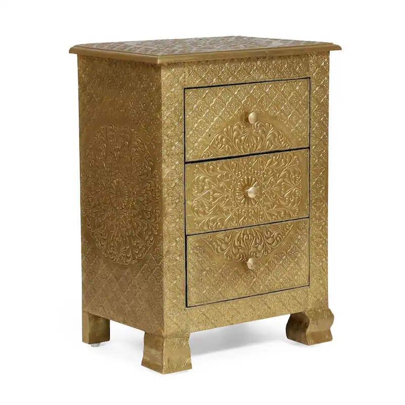 Upson Handcrafted Boho 3 Drawer Nightstand by Christopher Knight Home