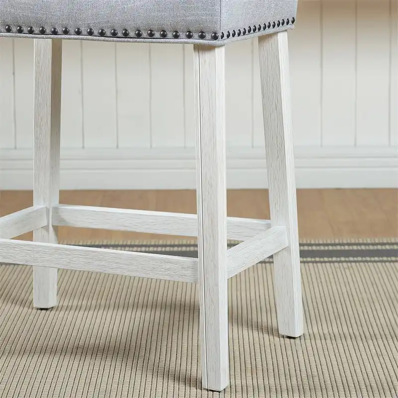Set of 2 Upholstered Counter Height Backless Saddle Seat Stools