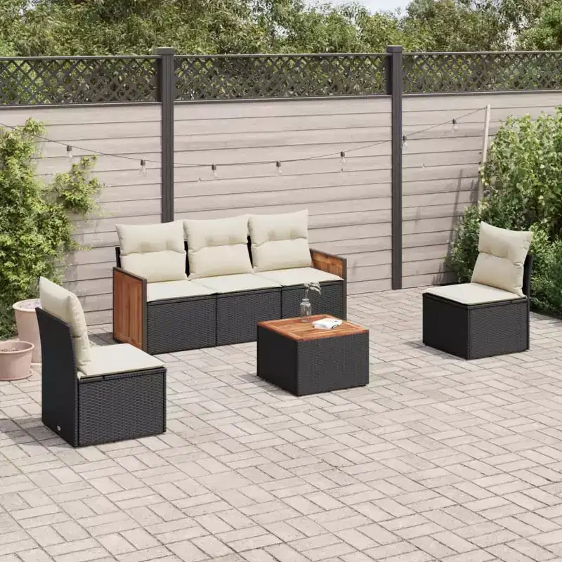 vidaXL Outdoor Sofa Set with Storage and Cushions, Modern Poly Rattan Design