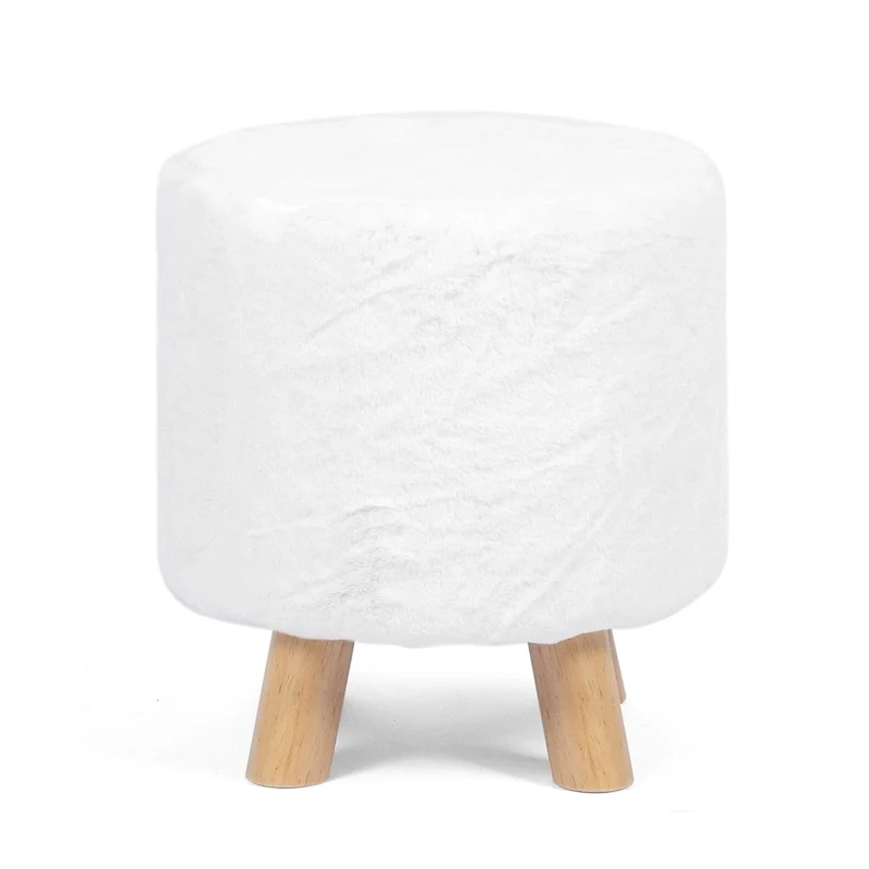 Round Upholstered Ottoman Footrest Pouf | Padded Seat | Multiple Colors | Living Room