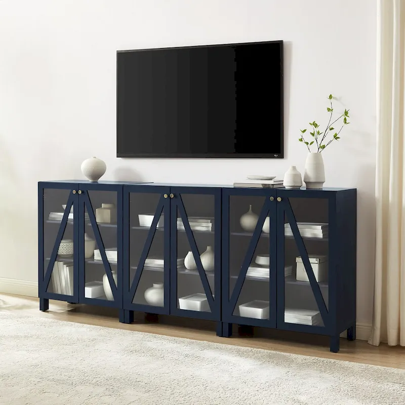 3Pc Media Storage Cabinet Set