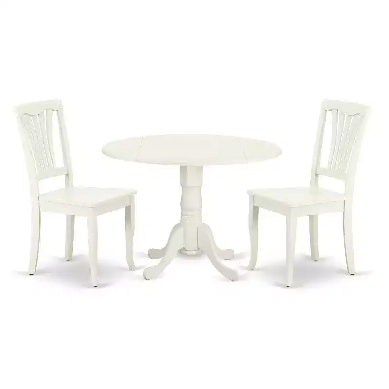 Round Dining Table Set for 4 - 3 Piece Table & Chair Set - 42 Inch Small Space Dining Room Furniture