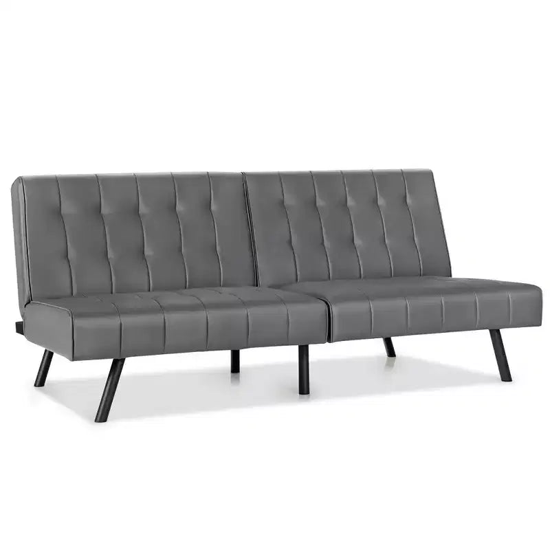 Costway Futon Sofa BedPU Leather Convertible Folding Couch Sleeper Lounge White/Black/Grey