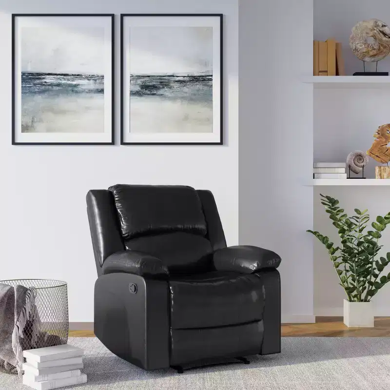 Manual Recliner Chair Faux Leather with Multi-Position Recline