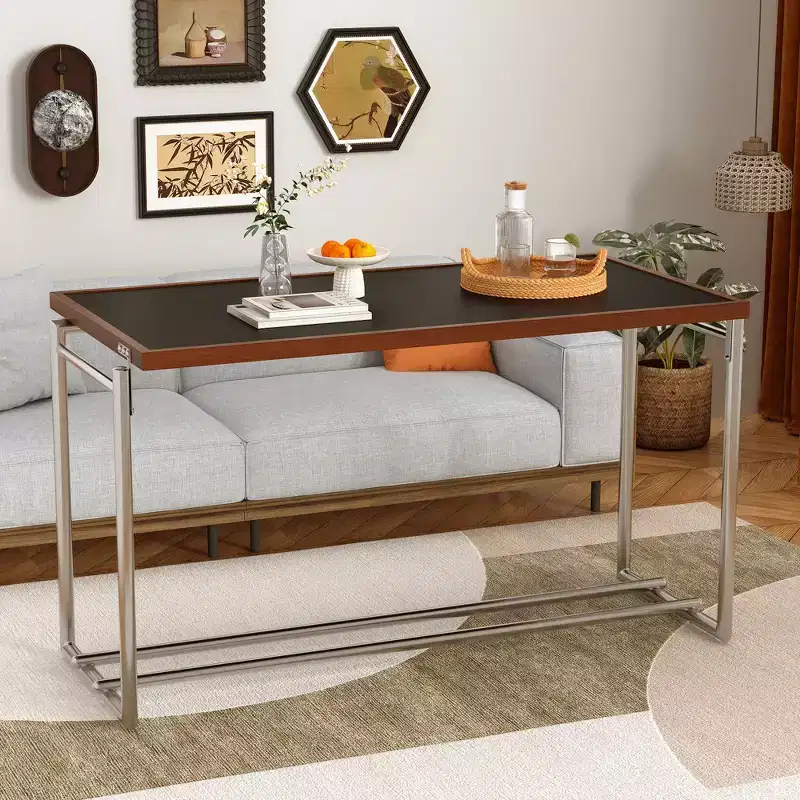 Luck Live 50 Convertible Coffee Table To Desk, Stainless Steel Frame, Dual-tone Top For Living Room