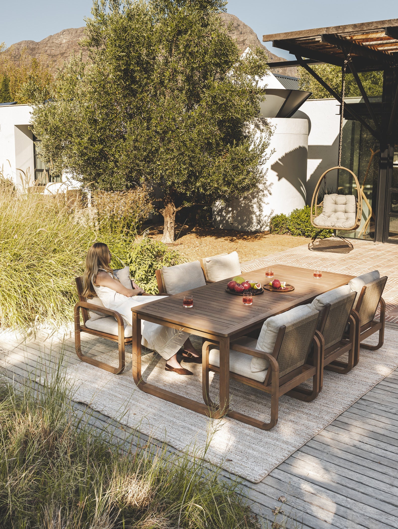 Fabric Dining Table with Weather-Resistant for Patio