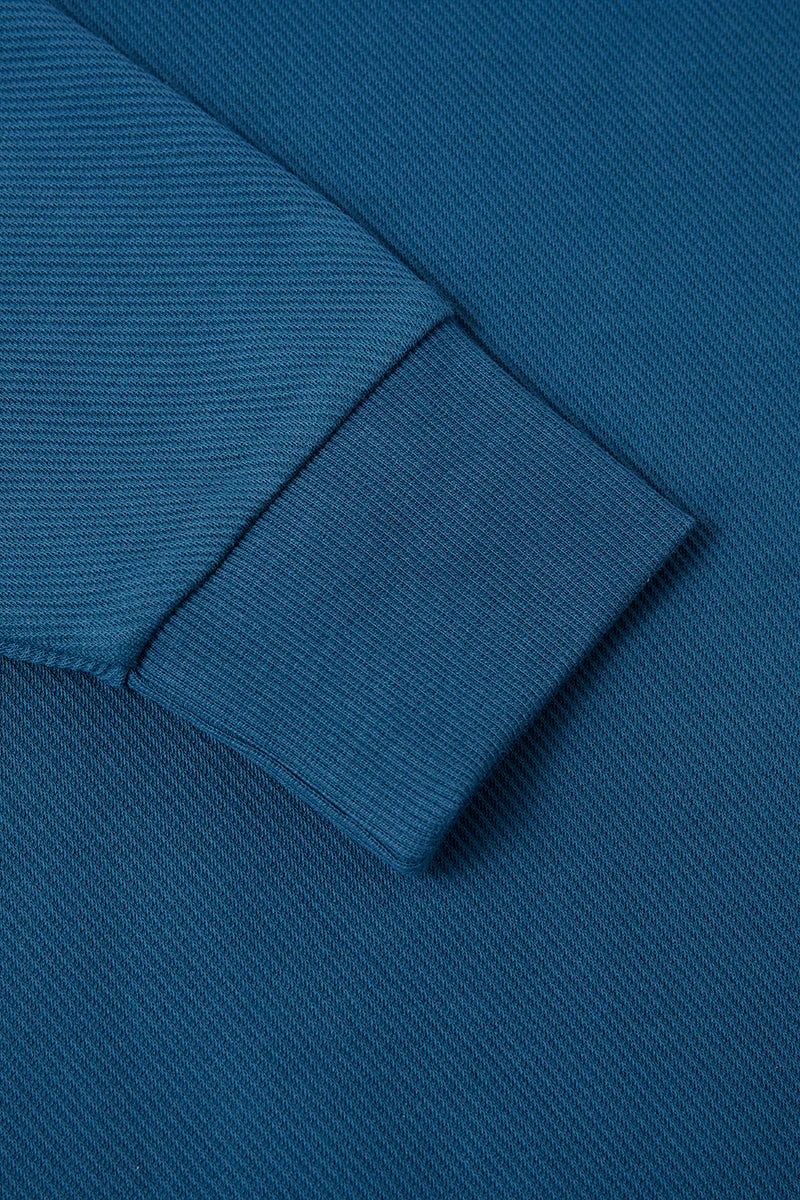 Jacquard Long Sleeve Polo – Teal