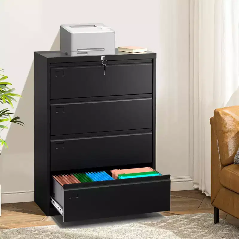 1 Cold Rolled Steel 52 Inch High 4 Drawers Metal Filing Cabinet [4 Drawers Standard Lateral Filing Cabinet] Steel Plate With Coating Thickness 0.6Mm