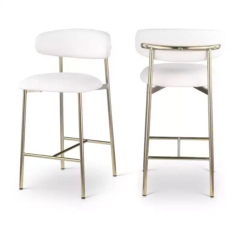 Meridian Furniture,Lupita White Vegan Leather Counter Stool, Set of 2