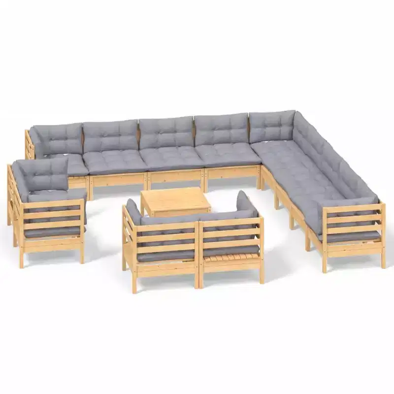 vidaXL Garden Lounge Set Grey cushions