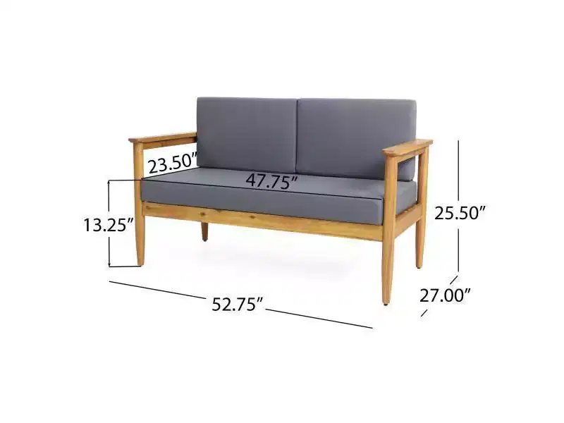 5pc Magnolia Patio Acacia Wood 7 Seater Chat Set - Teak/Dark Gray - Christopher Knight Home