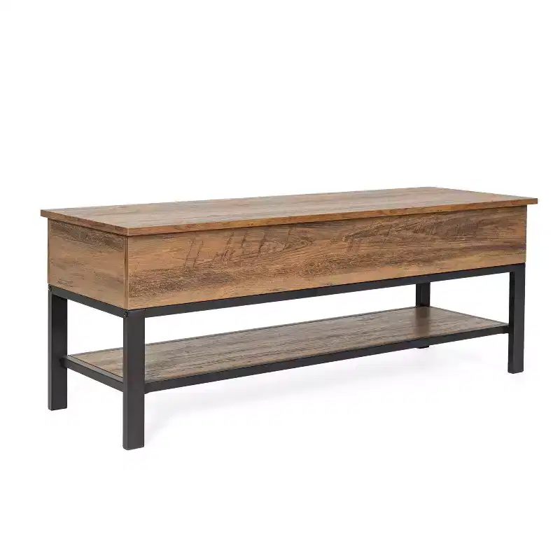 Merrick Lane Rustic Farmhouse Entryway Bench with Bottom Storage Shelf