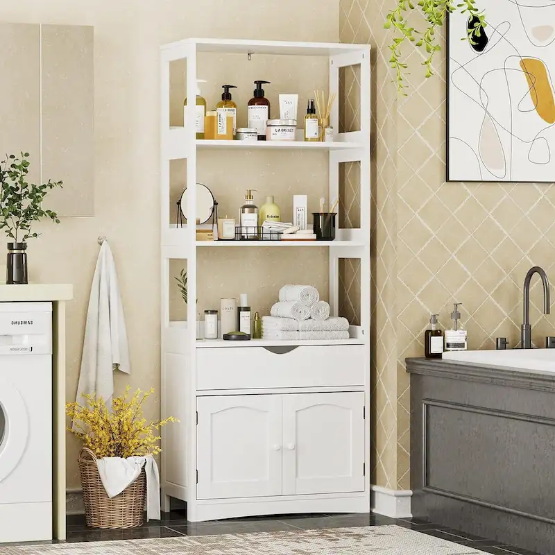 64H Bathroom Storage Cabinet Freestanding Linen Tower Sideboard