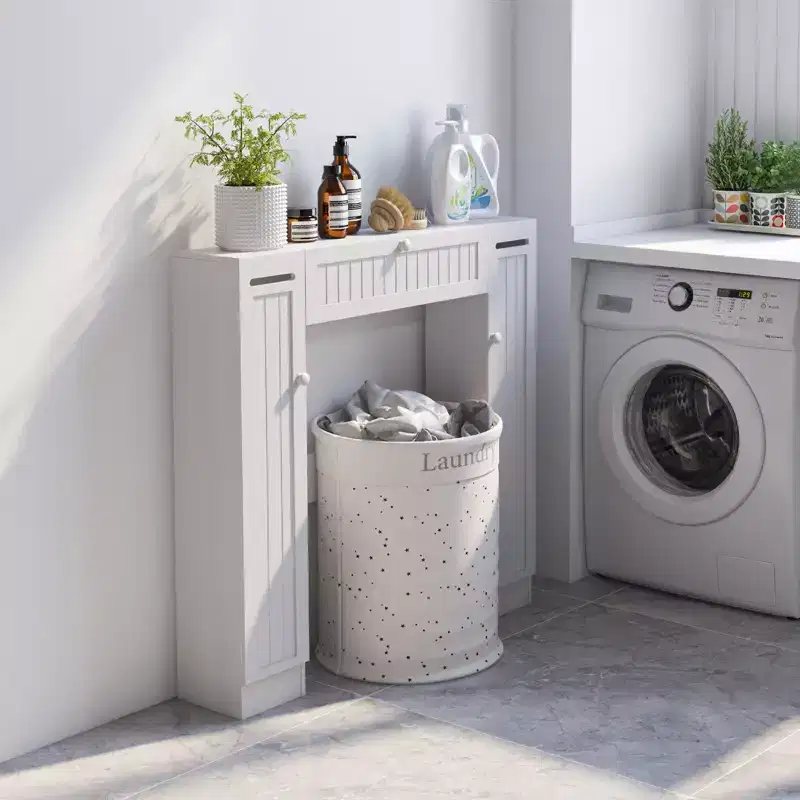 Over the Toilet Storage Wooden Cabinet Drop Door Spacesaver Bathroom White