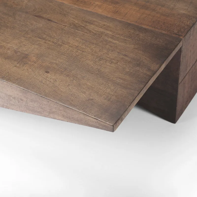 West Medium Brown Solid Wood Angular Coffee Table - 58.5L x 19W x 19H