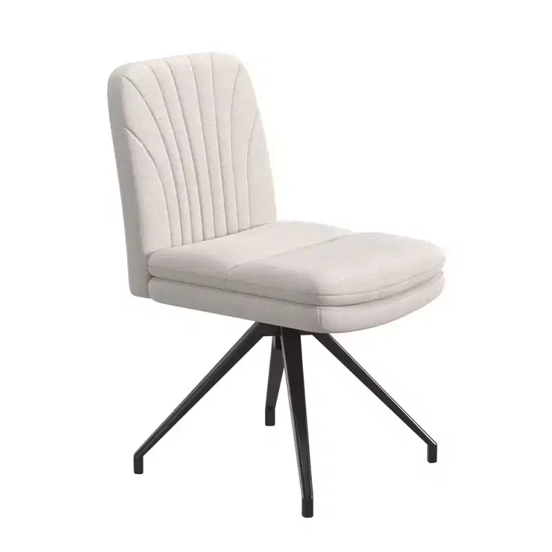 VECELO Upholstered Office Desk Chair Cross Legged Chair with Wide Padded Seat, Modern Computer Task Chair Gray/Beige