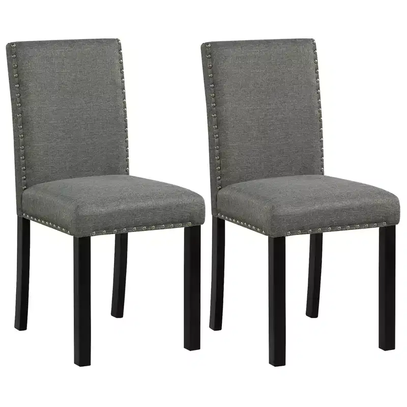 Costway Wooden Dining Chairs Set of 2 w/Solid Rubber Bent Wood Legs for Dining Room Grey