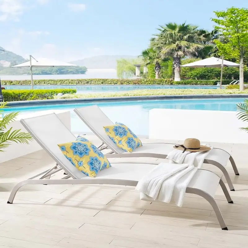 Havenside Home Wendu Outdoor Patio Mesh Chaise Lounge (Set of 2)