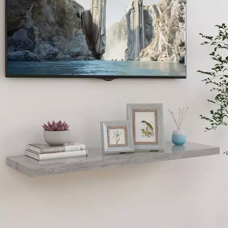 Wall Shelf Gray Honeycomb MDF, metal 35.4 in long Wall Shelf
