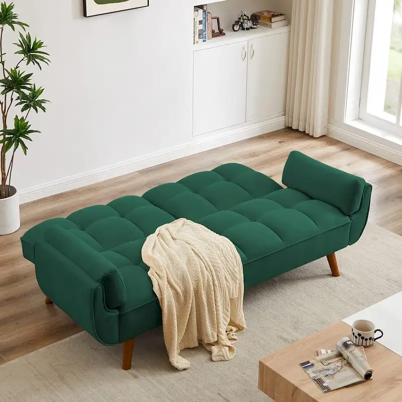 75-Inch Convertible Futon Sofa Bed with Adjustable Split Back
