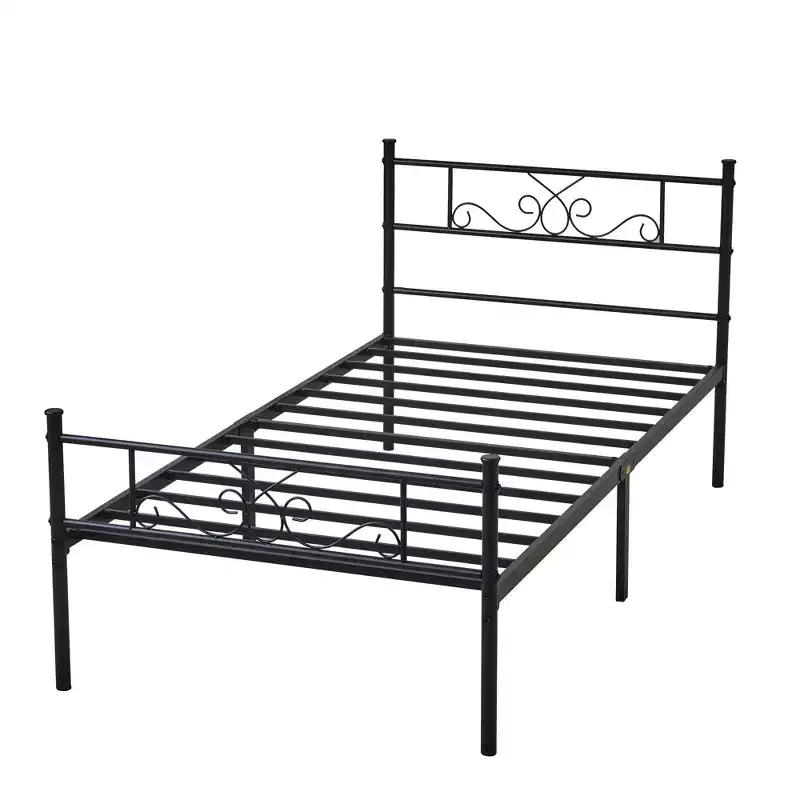 VECELO Twin/Full/Queen/King Size Bed Frame with Headboard&Footboard, Metal Bed Platform, Black