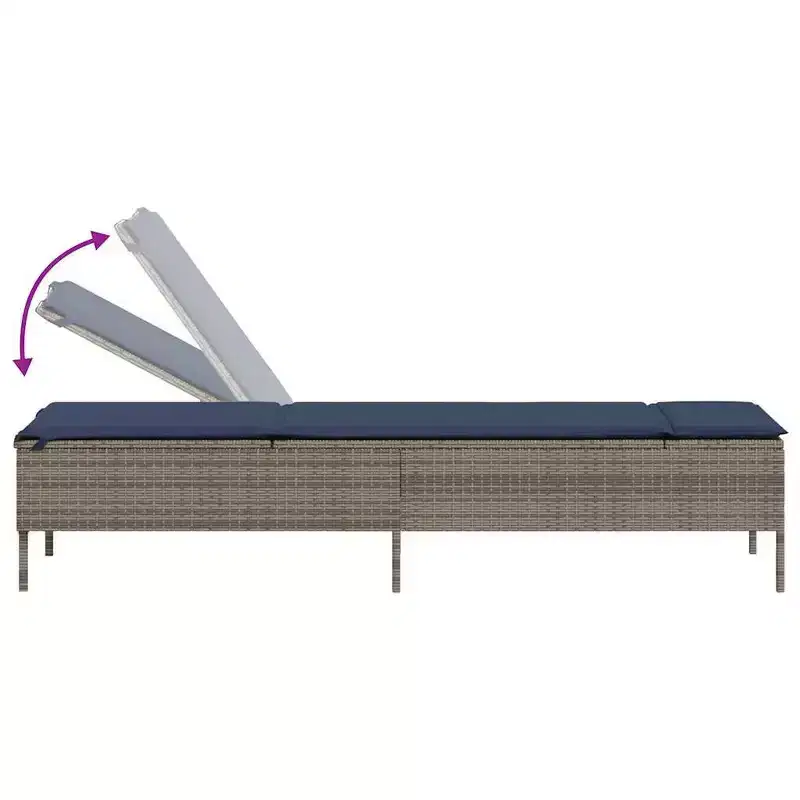 vidaXL Patio Sun Lounger PE rattan Standard Height-Adjustable