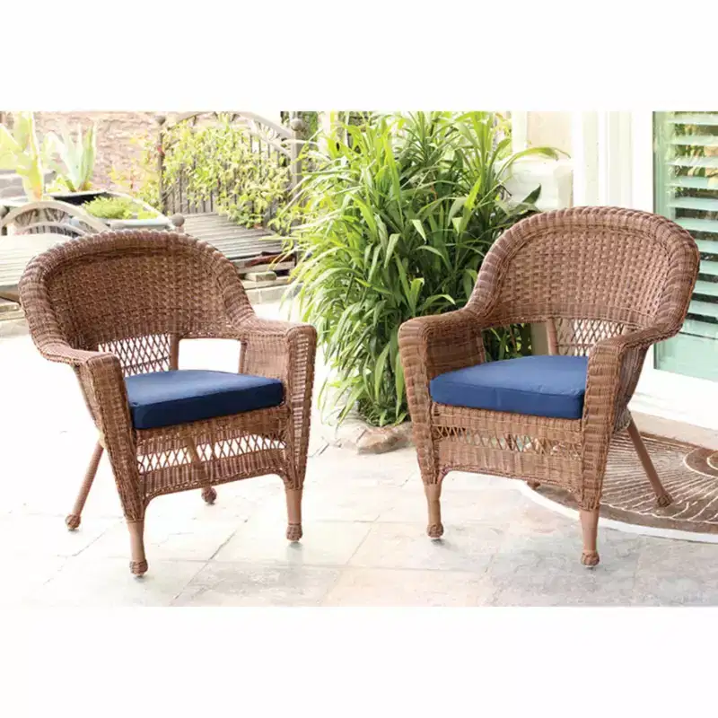 HomeStock Honey Coastal Craftsman Chair Set of 2 with Cushions