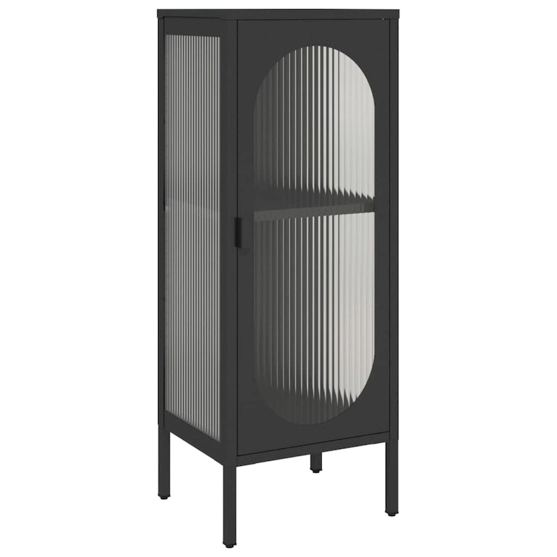 vidaXL Sideboard Black 15.7x13.8x41.3 Glass and Steel - 15.7 x 13.8 x 41.3
