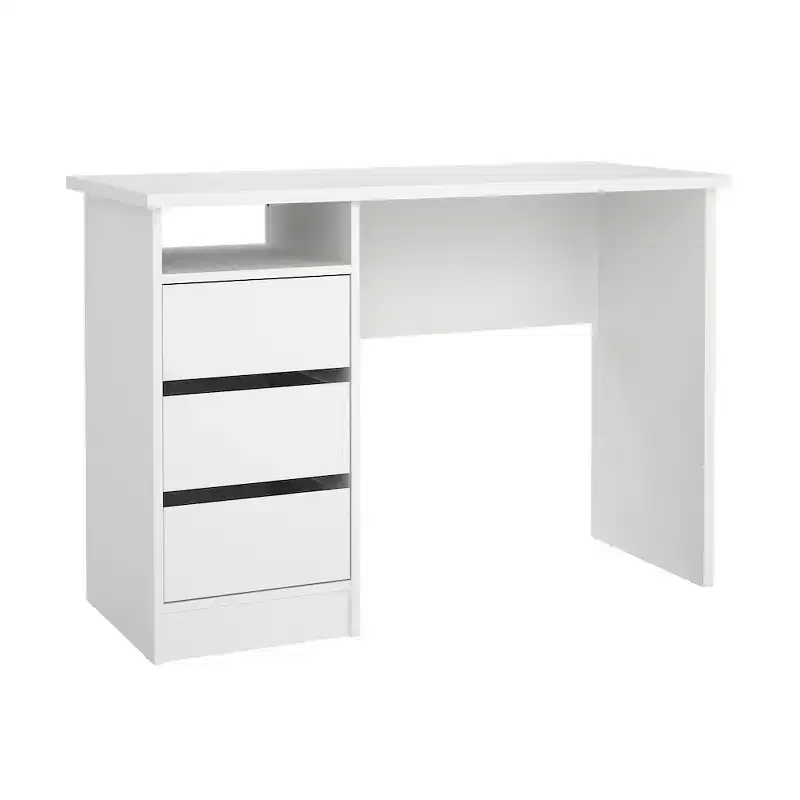 Tvilum, Wes Home Office Writing Desk with 3 Drawers and Open Shelf, White