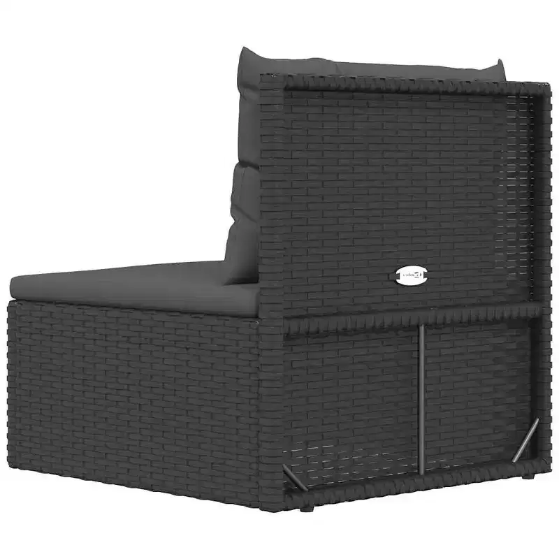 vidaXL Garden Middle Sofa Black PE rattan 21.3 in x 21.3 in x 21.7 in