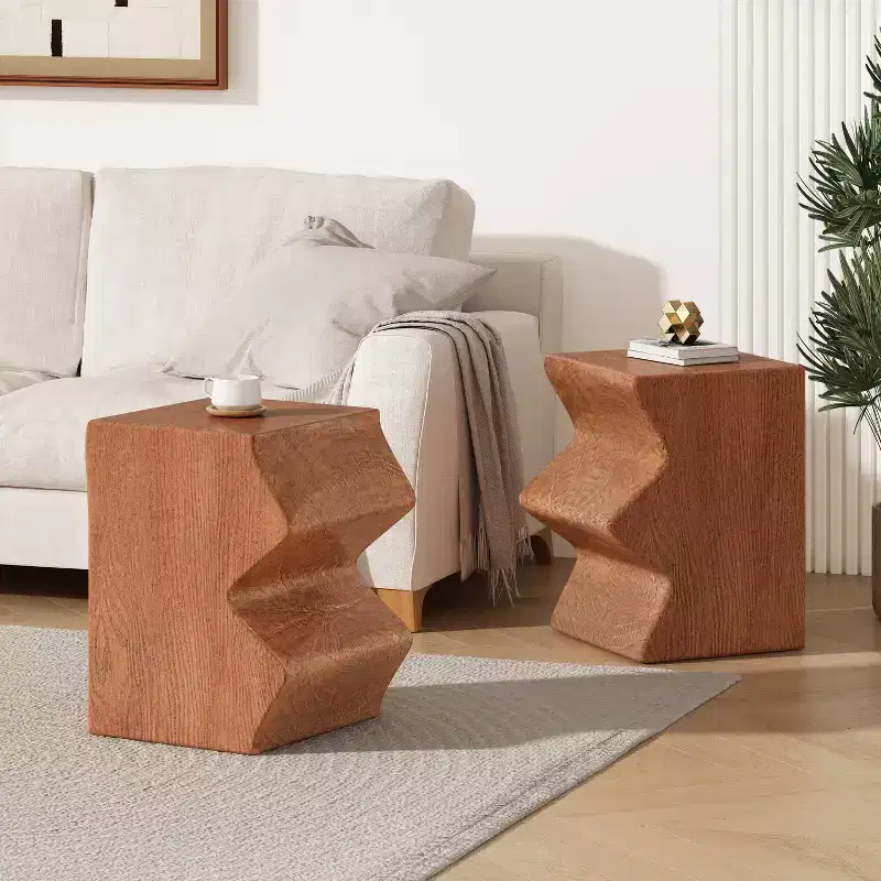 Set of 2 Side Tables, Nesting End Tables & Decorative Garden Stool, MGO Patio Side Table Accent Table, Indoor/Outdoor - ModernLuxe