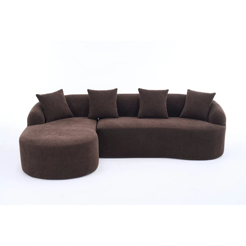 L-Shaped Chenille Sectional Sofa with Chaise and 4 Pillows